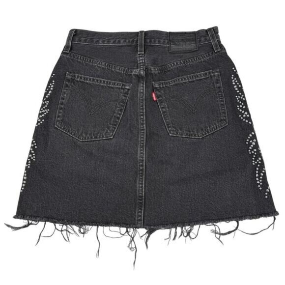 Levi's High-Rise Studded Denim Skirt Size 25 - Picture 8 of 9